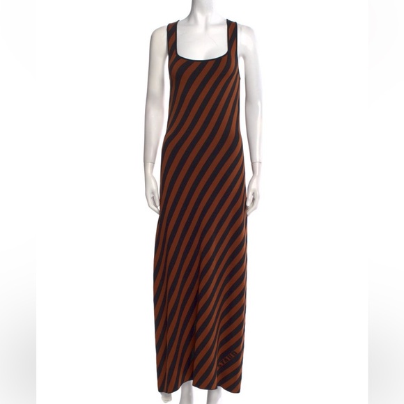 STAUD Dresses & Skirts - Staud Striped Brown Midi Dress